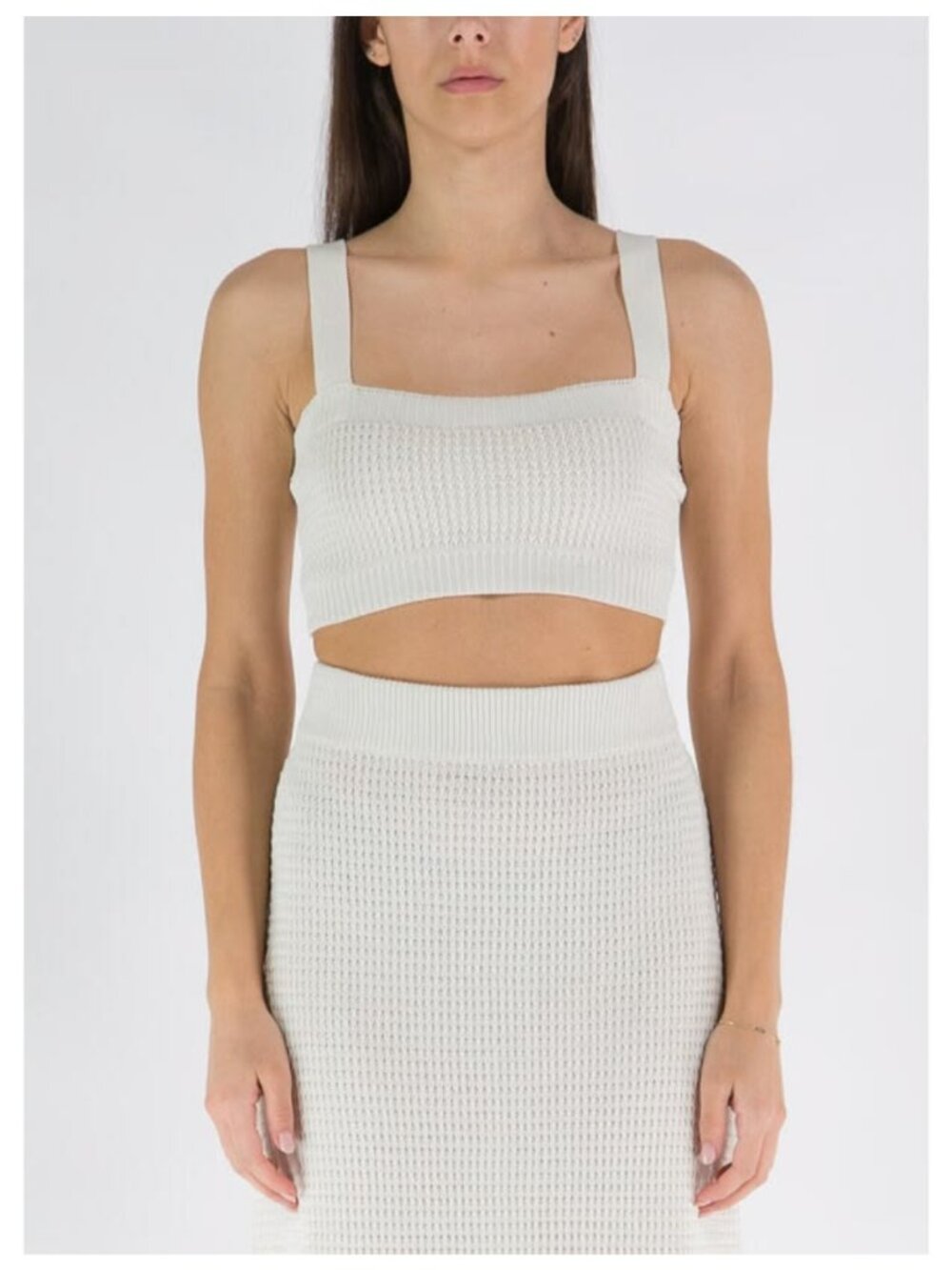 Loulou Studio Senna Ivory Rib Knit Cropped Tank Top Minimalist Bralette Style Sz